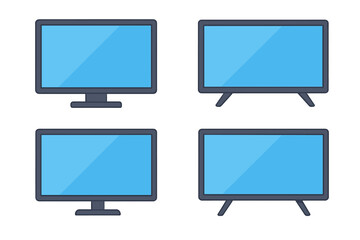 TV screen vector trendy flat illustration, LCD display panel, digital TV screen, plasma modern television, flat design cartoon style, transparent background