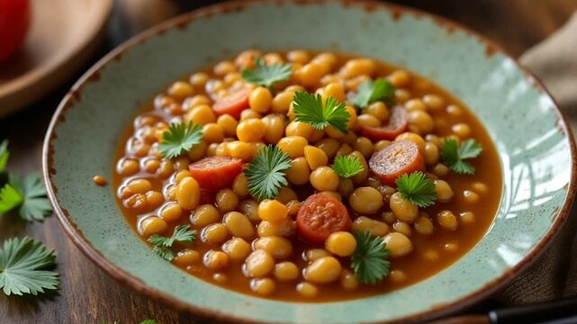  Gungo Peas Soup served authentically on a plate
