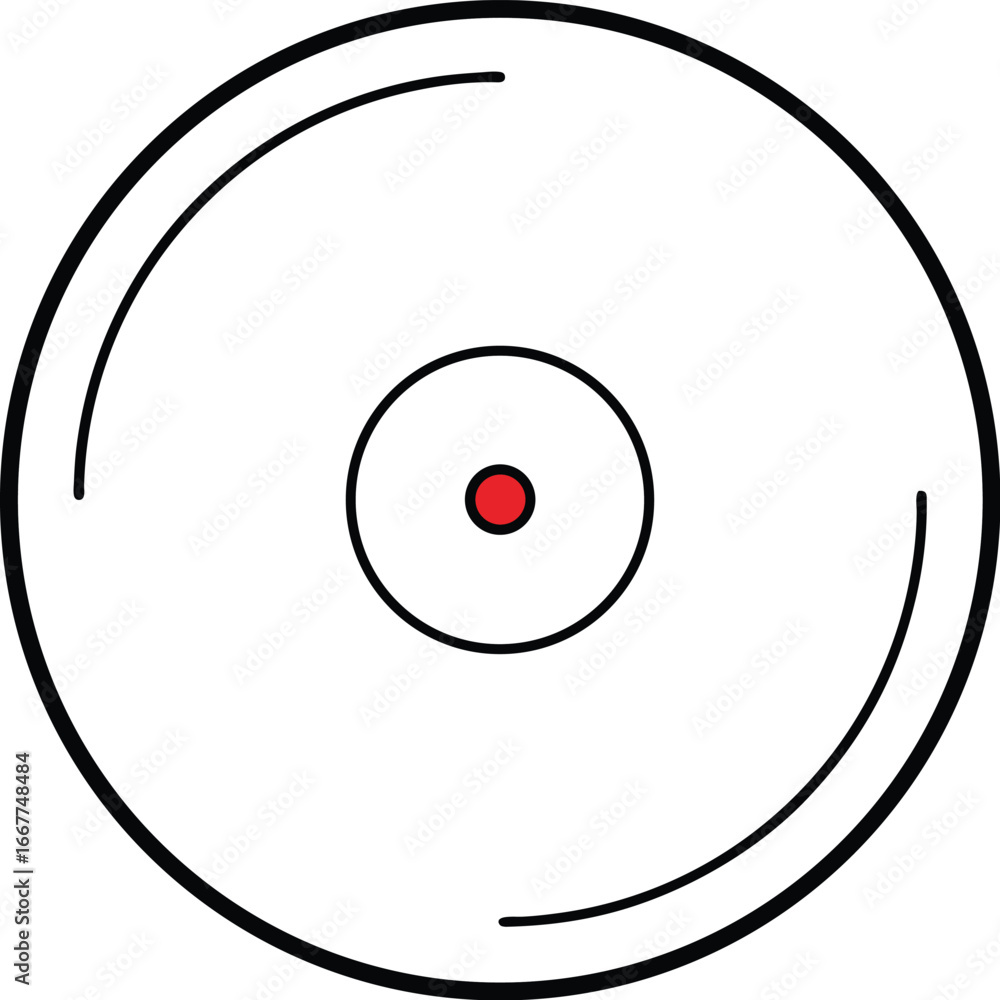 Poster vector art of concentric circles with a red dot in the center