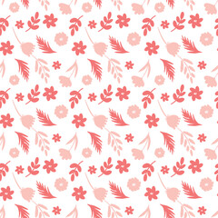 Pink Flowers and Branches Seamless Pattern. High quality illustration