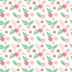 Seamless pattern with pink floral elements. Vector illustration