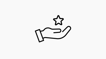 Hand Holding a Star Icon on a White Background symbol