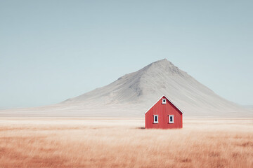 alone red house on the hill,house in the mountains