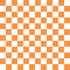 Bright orange and white checkerboard seamless pattern vector. Perfect for bold graphic design, textiles, digital wallpapers, and packaging.