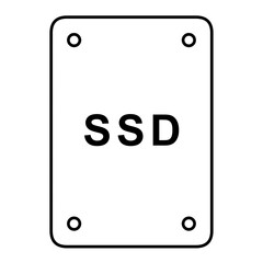 SSDの線画イラスト　ストレージデバイス アイコン