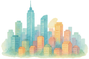 Naklejka premium Watercolor Cityscape Collection