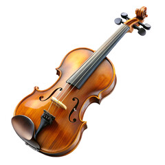 Fototapeta premium Acoustic violin isolated on transparent background, a stringed musical instrument with a wooden body and strings