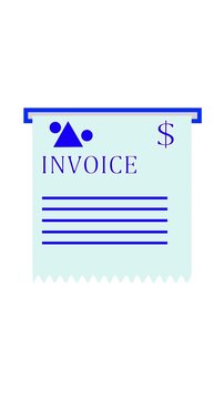 Stylized invoice design featuring abstract geometric shapes with dollar sign and text in blue. Minimalist invoice layout with blue dollar sign and geometric background vertical video.
