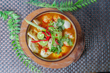 Authentic Thai Tom Yum Soup with Lime, Chili, and Herbs