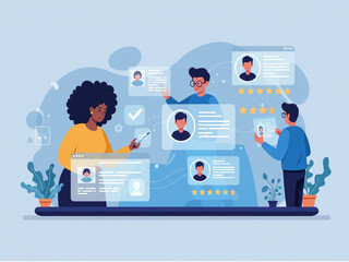 Artificial Intelligence Powered Hiring Decision Human Resources Vector Illustration - AI generative tools for human resources concepts.