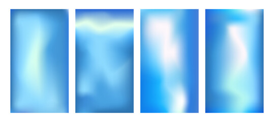 Obraz premium Set of blue gradients backgrounds. Vertical pool water soft textures. Christmas sky abstract prints for social media. Minimal gradation swimming pool air view posters backdrops. Vector illustration.