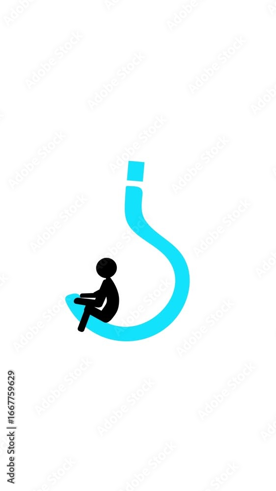 Aufkleber animated minimalist person sitting within a question mark illustrating thought vertical video. minim