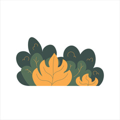 Flat Yellow Bush Vector Illustration