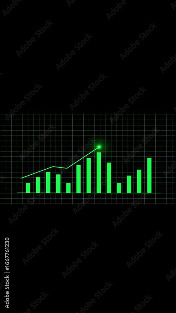 Aufkleber animated abstract graphic showing rising financial growth on digital display vertical video. abstrac