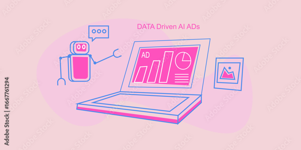 Poster intelligent ai system evaluates real time advertising analytics and transferring complex data visual
