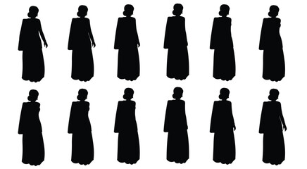 Silhouette Animation Frames of a Walking Person, saree woman walk