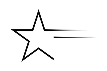 Black falling star icon vector logo design. shooting star icon flat thin outline art logo. Meteorite and comet symbols. Vector illustration. © Pulak