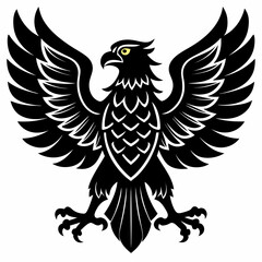 Obraz premium A stylized cartoon bald eagle mascot with its wings spread in a flying pose