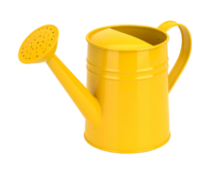 Yellow watering can with transparent background