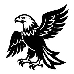 Fototapeta premium A stylized cartoon bald eagle mascot with its wings spread in a flying pose