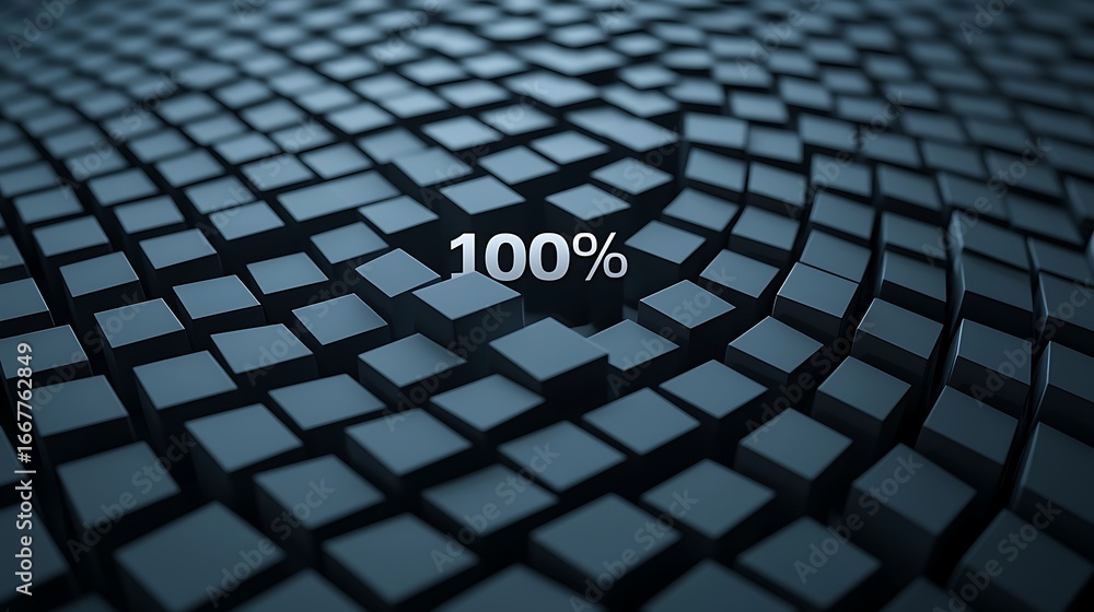 Poster a digital abstract design featuring a pattern of cubes, with the text 