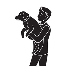 Owner Carrying Dog Silhouette Illustration Art