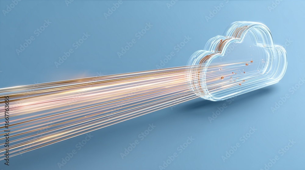 Aufkleber abstract cloud computing concept with data transfer represented in a futuristic illustration design