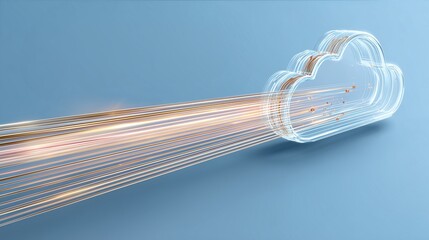 Abstract cloud computing concept with data transfer represented in a futuristic illustration design