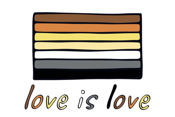 Colorful Bear brotherhood pride flag Happy pride day LGBTQ community Pride Month Vector hand drawn doodle for posters, stickers, logo, cards