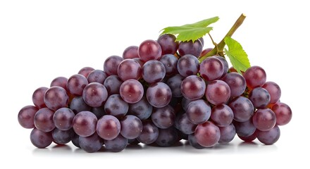 Fresh Red Grapes on White Background.