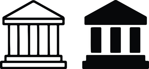 Bank Museum Icons Filled and Outlined Design
