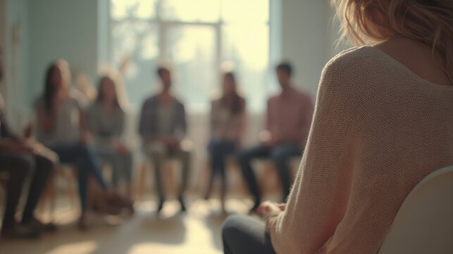 woman attends a group therapy session