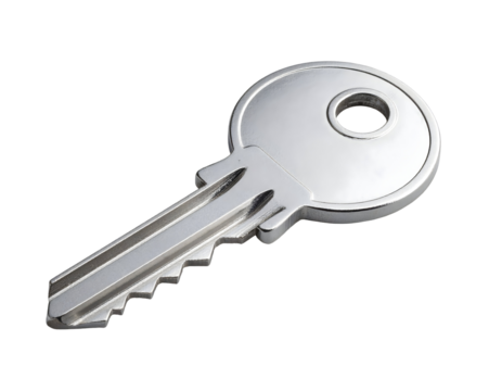 Silver key with transparent background