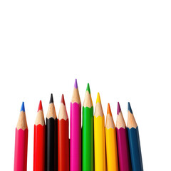 Colorful Pencils Arranged in a Perfect Line on a Transparent background