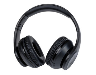 Black wireless headphones with transparent background