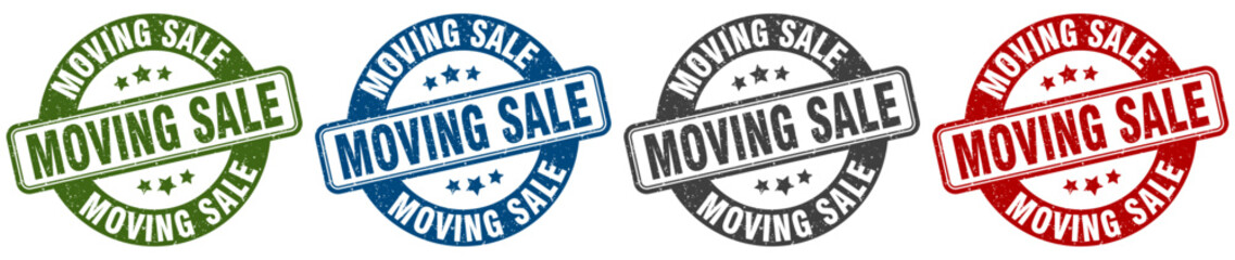 moving sale stamp. moving sale round stamp set isolated on white background