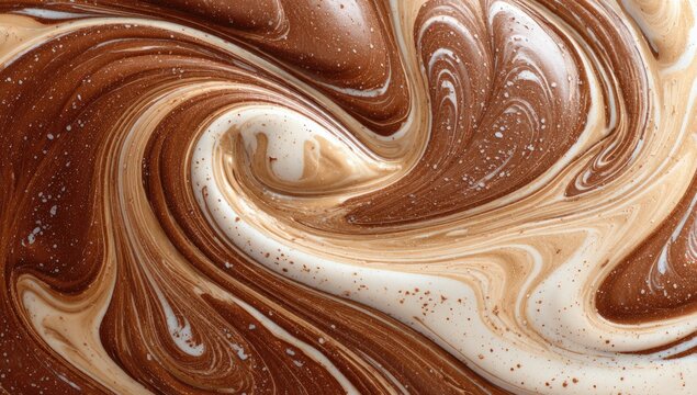 Marbled surface swirls brown and beige liquid in organic, mesmerizing patterns