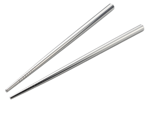 Silver chopsticks with transparent background