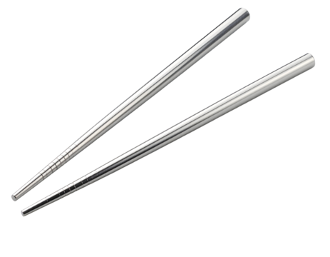 Silver chopsticks with transparent background