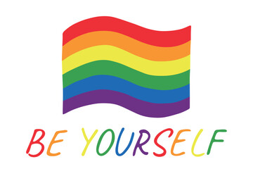 Colorful Gay pride flag Happy pride day LGBTQ community Pride Month Vector hand drawn doodle for posters, stickers, logo, cards