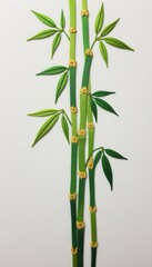 Naklejka premium Exquisite Bamboo Embroidery with Golden Nodes for Eastern Traditional Decorative Art