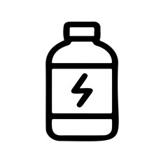Outline icon of energy drink bottle representing hydration, fitness, and sports recovery. Perfect for wellness, gym, and health projects.