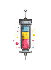 Obraz premium Syringe color icon. Cartoon medical injection shot