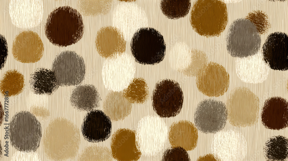 Aufkleber abstract seamless pattern with textured dark and light brown circles on a matching background. dots 