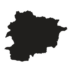 Black silhouette map of Andorra