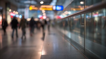 blurred metro station platform with motion blur commuters glass wall transit transportation underground