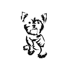 Vector drawing of a dog. Black and white gestalt design of a funny pet. Little doggy. Cute animal illustration.