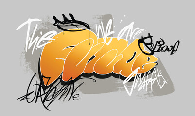 future graffiti seamless pattern with abstract tags, graffiti art slogan, Urban typography we are the future slogan graffiti font, Urban hipster street art graffiti beyond future slogan.eps