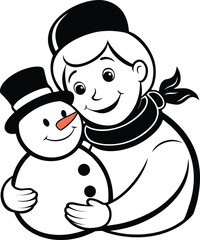 snowman mother hugging child snowman tightly