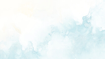 Fototapeta premium blue watercolor paint background design with colorful orange pink borders and bright center, watercolor bleed and fringe with vibrant distressed grunge texture.